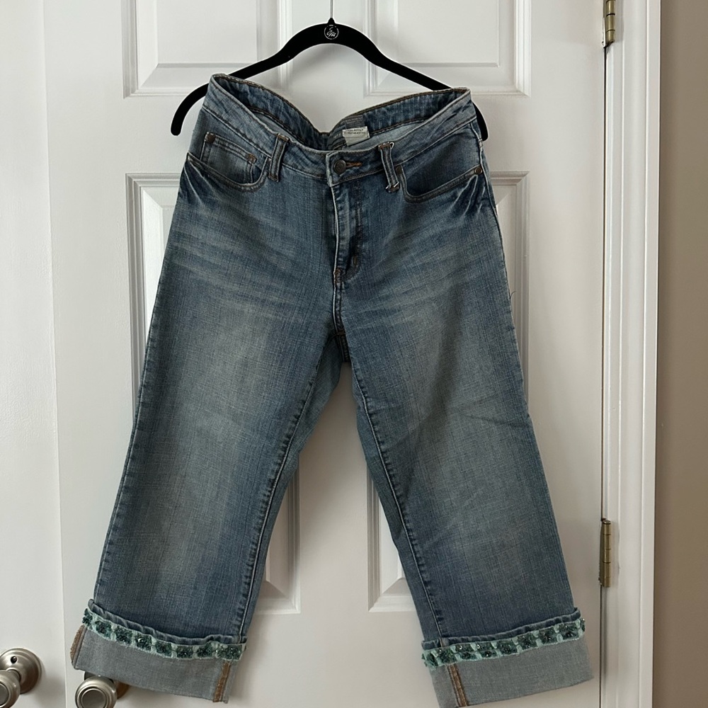 Apt. 9 Women's Cropped Blue Jeans with Patterned Cuffs